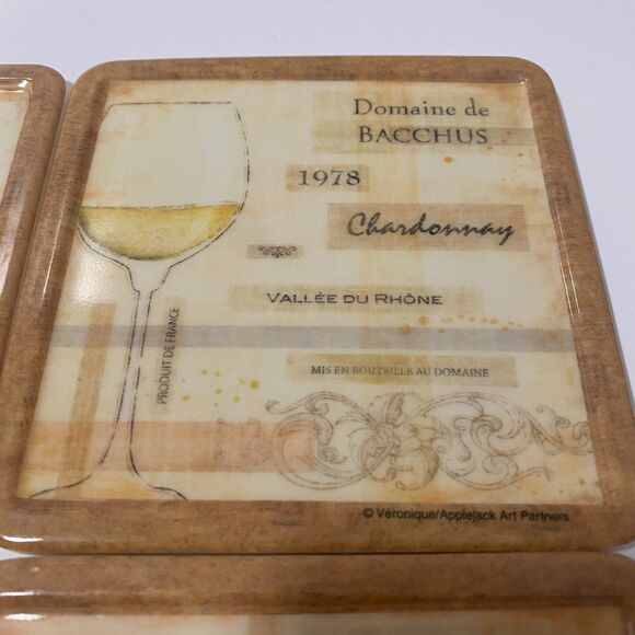 Vintage Plastic Coasters PRECEDIO 1960th Applejack Art Partners Design 4 pieces - Picture 7 of 8